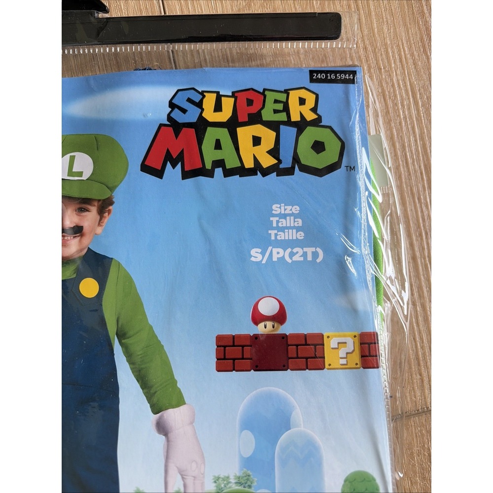 Halloween Costume Boy Super Mario Luigi Size 2T New With Hat - Picture 2 of 4
